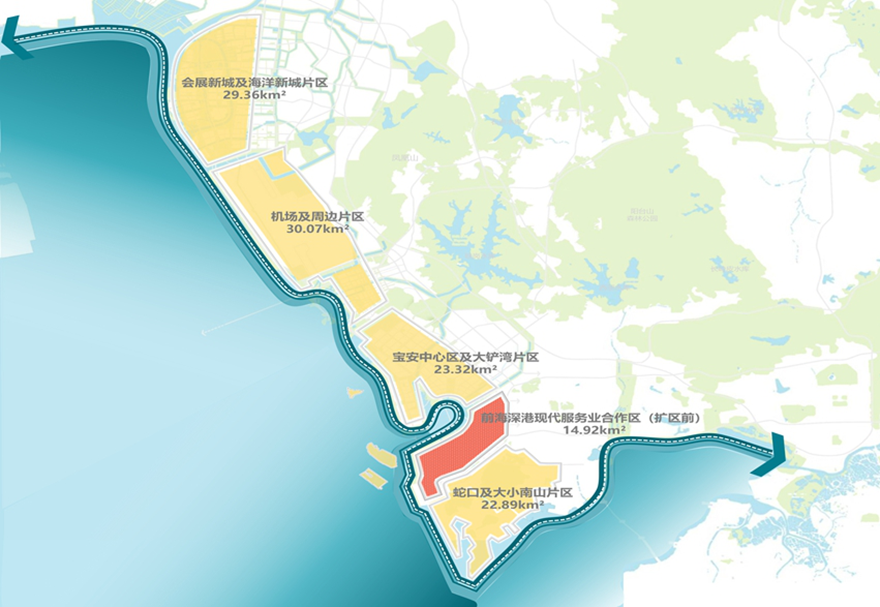 2021年9月6日，中共中央、国务院印发《全面深化前海深港现代服务业合作区改革开放方案》，明确新的前海合作区实施范围总面积由原来的14.92平方公里扩展至120.56平方公里。空间更大，动力更强，必将掀起中国改革开放再出发的新浪潮。